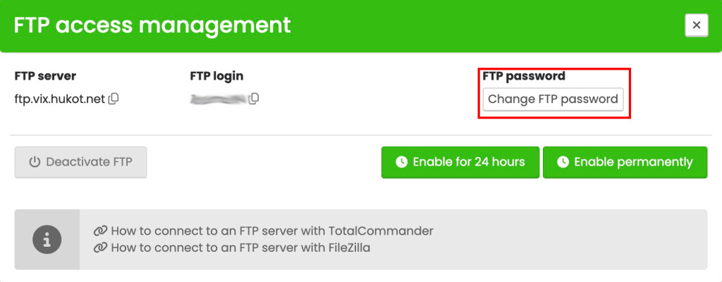 How to change/set FTP password. | Hukot.net WIKI